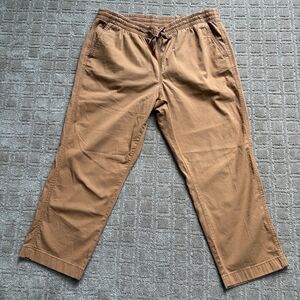 LL Bean Chino Pants Women's 14 Petite Tan Mid-Rise Pull-On Ankle Favorite Fit